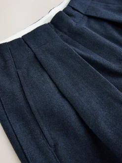 Marineblauw - N. Premium visgraat culottes met wol
