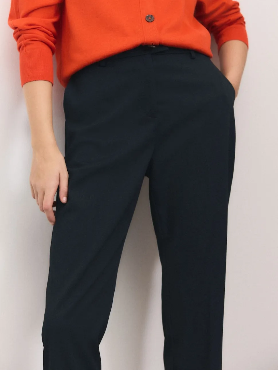 Marineblauw - Op maat gesneden smalle broek