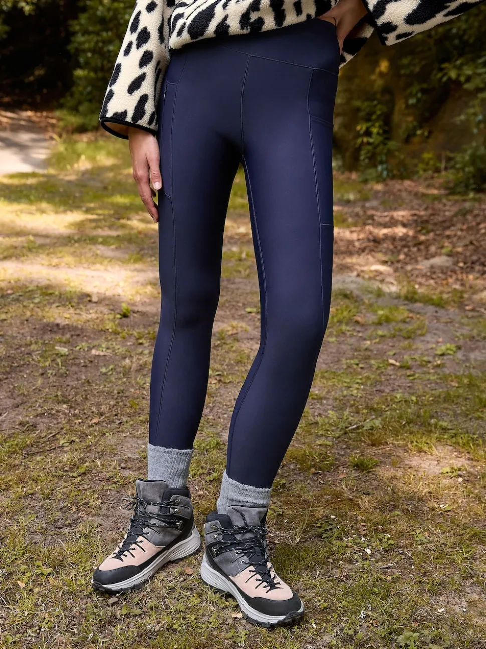 Marineblauw - Outdoor legging met fleecevoering en warme handgreep