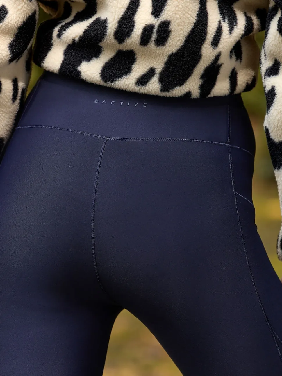 Marineblauw - Outdoor legging met fleecevoering en warme handgreep