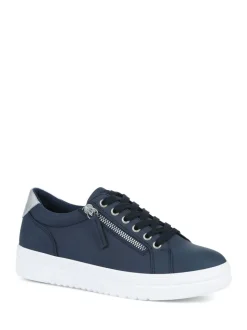 Marineblauw - Pavers sneakers met plateauzool en dikke zool