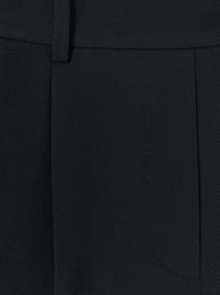 Marineblauw - Reiss Eden wijde broek van keperstof met elastische tailleband