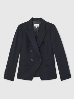 Marineblauw - Reiss Gabi Double-Breasted Suit Blazer