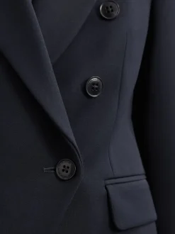 Marineblauw - Reiss Gabi Double-Breasted Suit Blazer