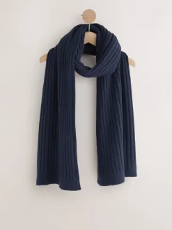 Marineblauw - Ribbed Knit Scarf