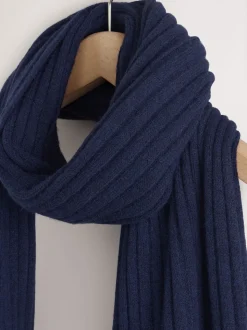 Marineblauw - Ribbed Knit Scarf