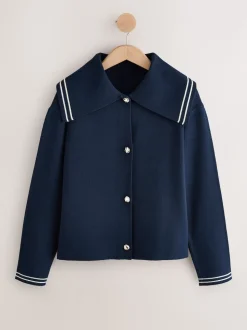 Marineblauw - Sailor Collar Cardigan