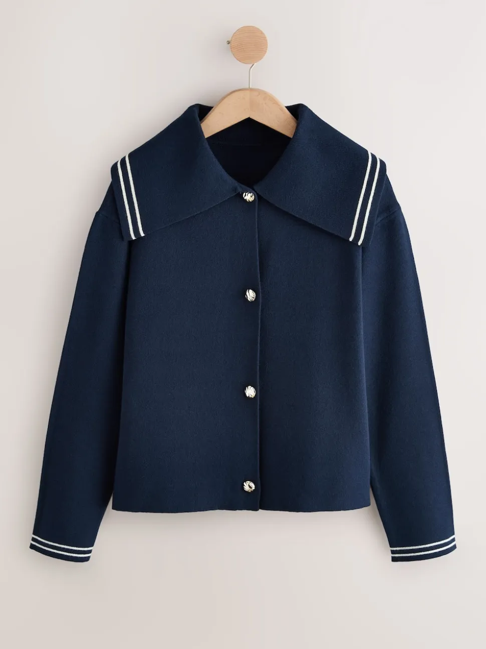 Marineblauw - Sailor Collar Cardigan