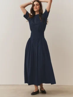 Marineblauw - Shirred Maxi Skirt