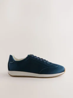 Marineblauw - Slim Satijn Vetersluiting Joggingbroeken Trainers