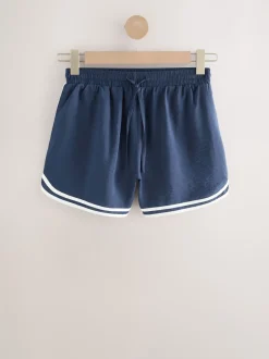 Marineblauw - Sportshort met contrasterende Streep