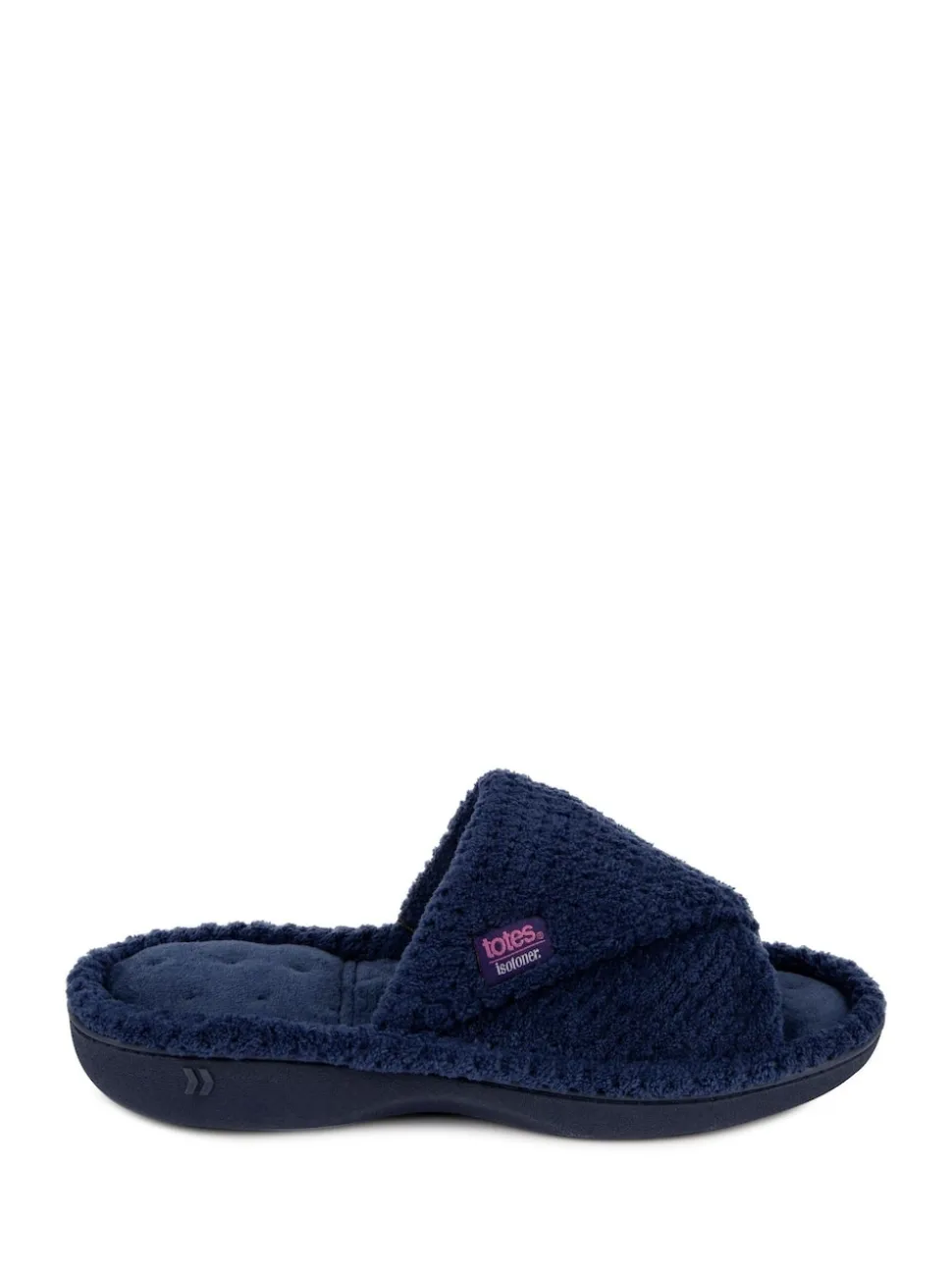 Marineblauw - Totes - Isotoner Popcorn Turnover pantoffels met open neus voor dames