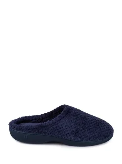 Marineblauw - Totes Isotoner Popcorn pantoffelmuiltjes van badstof