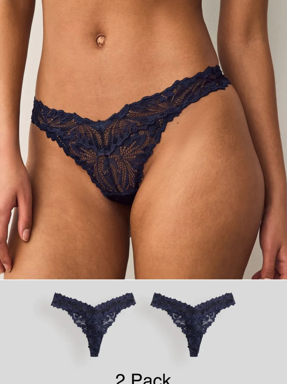 Marineblauw - Ultimate Comfort kanten slip verpakking van 2
