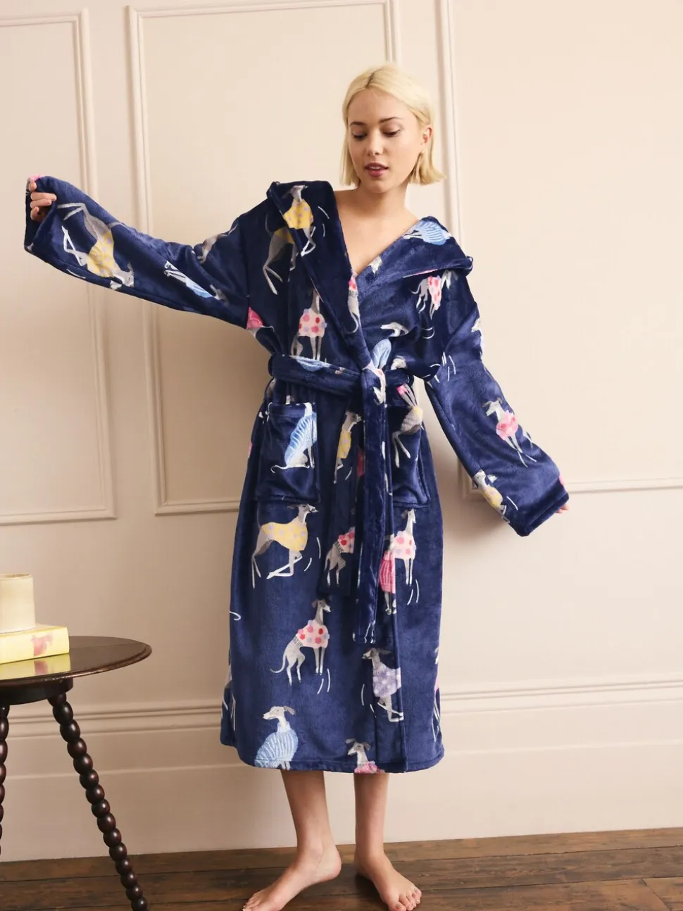 Marineblauw - Whippet-badjas