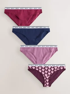 Marineblauw argyle ruit - 4 Katoenen slipjes met logotailleband