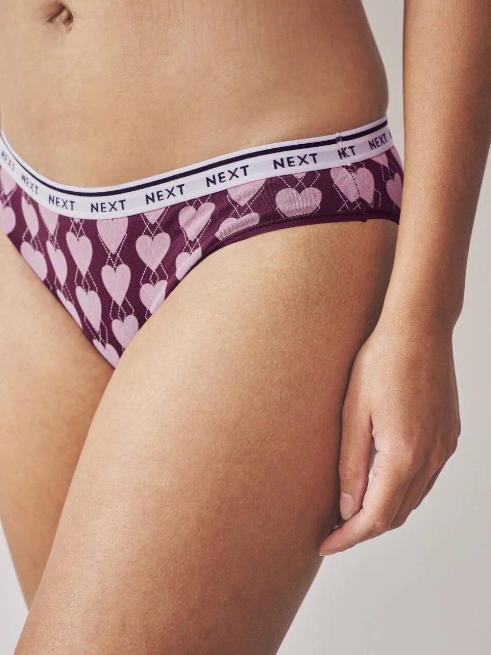 Marineblauw argyle ruit - 4 Katoenen slipjes met logotailleband