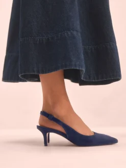 Marineblauw en leer - Tabitha Simmons x Next Dela Slingback Puntige Hakken