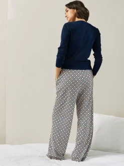 Marineblauw geo - Geribbelde pyjama met lange mouwen