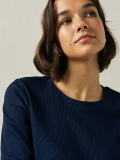 Marineblauw geo - Geribbelde pyjama met lange mouwen