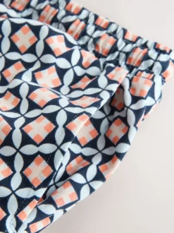 Marineblauw geo - Geribbelde pyjama met lange mouwen