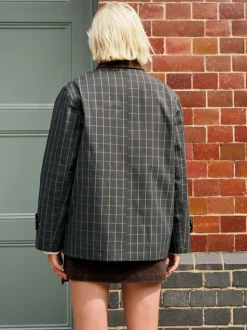 Marineblauw geruit - Heritage Jassen met Corduroy broeken Kraag