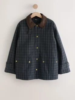 Marineblauw geruit - Heritage Jassen met Corduroy broeken Kraag