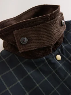 Marineblauw geruit - Heritage Jassen met Corduroy broeken Kraag