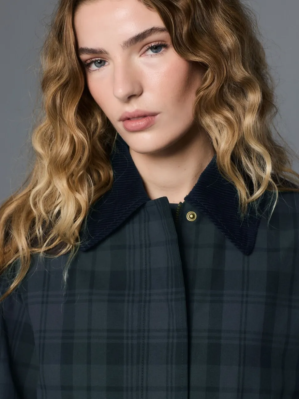 Marineblauw geruit - Hertiage Cord Collar Jacket