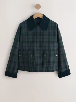 Marineblauw geruit - Hertiage Cord Collar Jacket