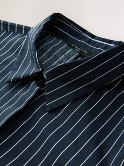 Marineblauw gestreept - Fitted Stretch Essential Long Sleeve Shirt