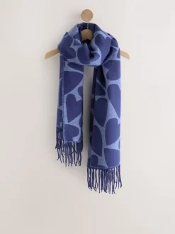 Marineblauw hartenprint - Halfzware sjaal