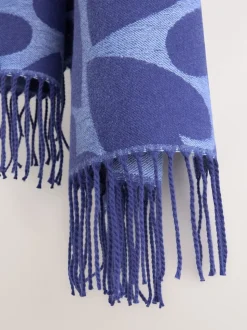 Marineblauw hartenprint - Halfzware sjaal