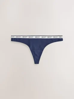 Marineblauw met Argyle - 4 Katoenen slipjes met logotailleband