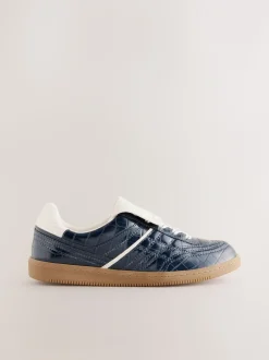 Marineblauw met krokodilleneffect - Forever Comfort® Fold Over Lace-Up Trainers