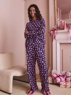 Marineblauw met sterren - Pyjama met lange mouwen