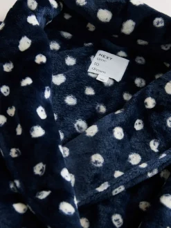 Marineblauw met stippen - Superzachte kamerjas