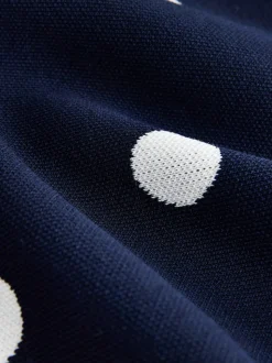 Marineblauw met stippen - Smart Knit Collared Zip-Up Jacket