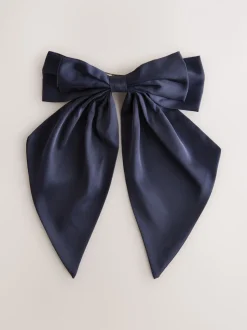 Marineblauw satijn - Haarspeld met strik