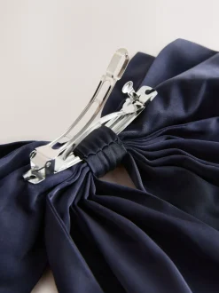 Marineblauw satijn - Haarspeld met strik