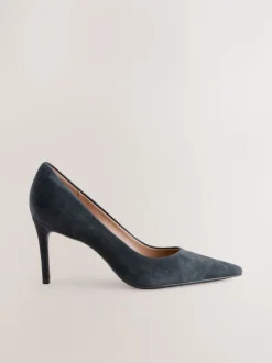 Marineblauw suède - Leren mid-court pumps