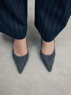 Marineblauw suède - Leren mid-court pumps