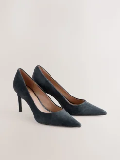 Marineblauw suède - Leren mid-court pumps
