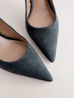 Marineblauw suède - Leren mid-court pumps