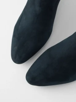 Marineblauw suède - Motionflex Sokkenlaarzen met Blokhak