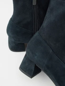 Marineblauw suède - Motionflex Sokkenlaarzen met Blokhak