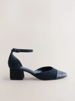 Marineblauw suède - Toe Cap Block Heels