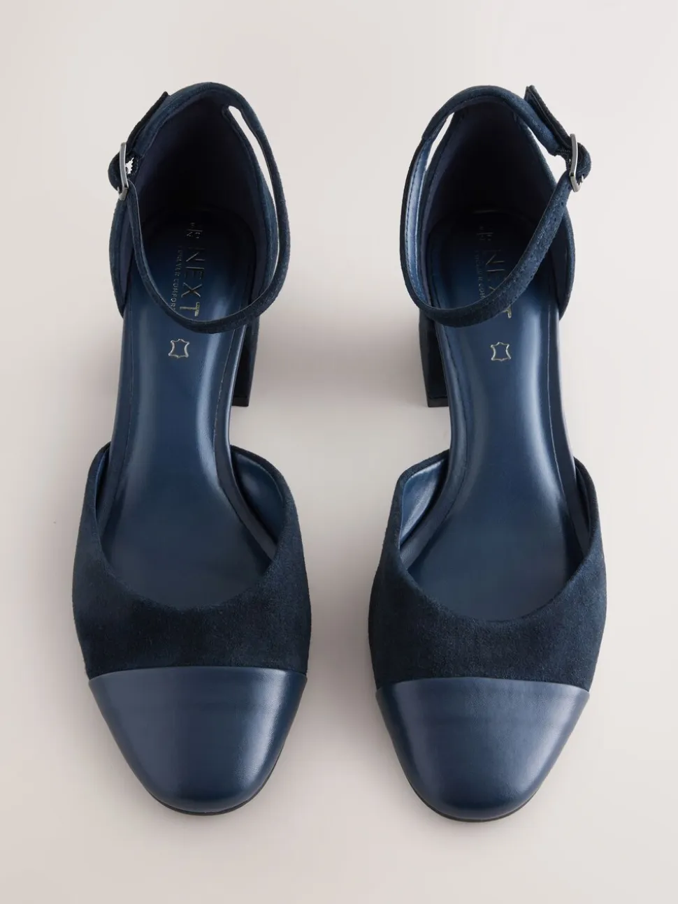 Marineblauw suède - Toe Cap Block Heels
