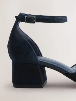 Marineblauw suède - Toe Cap Block Heels