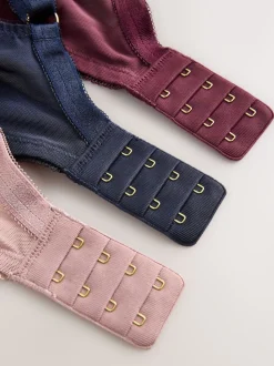 Marineblauw/bessenrood/roze - DD+ Beha's met volledige cups zonder vulling, set van 3 met kantversiering